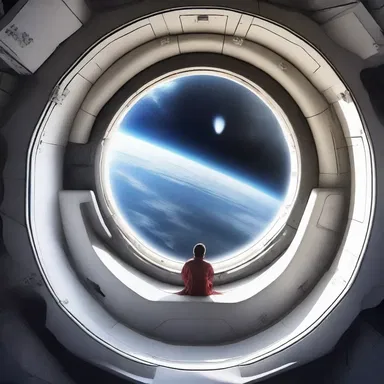The futuristic spacecraft had large, airy windows to provide a stunning view of the galaxy outside.