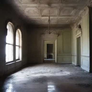 The suspenseful scene took place in an abandoned, airy mansion that was rumored to be haunted.