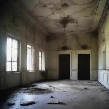 The suspenseful scene took place in an abandoned, airy mansion that was rumored to be haunted.