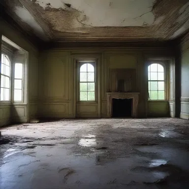 The suspenseful scene took place in an abandoned, airy mansion that was rumored to be haunted.