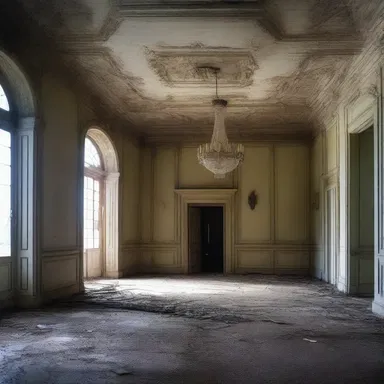 The suspenseful scene took place in an abandoned, airy mansion that was rumored to be haunted.