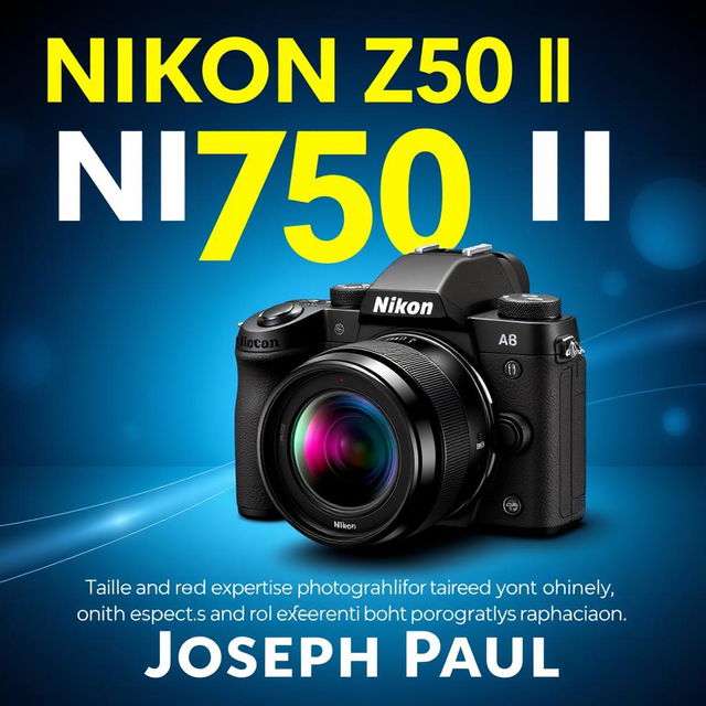 A sleek Nikon Z50 II camera displayed prominently in the center, showcasing its modern and professional design