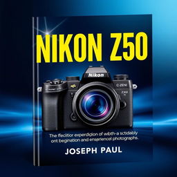A visually striking book cover featuring a sleek Nikon Z50 II camera at the center, showcasing its modern and professional design