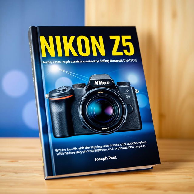 A visually striking book cover featuring a sleek Nikon Z50 II camera at the center, showcasing its modern and professional design