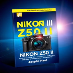 A visually captivating book cover showcasing a sleek Nikon Z50 II camera in a modern and professional design at the center