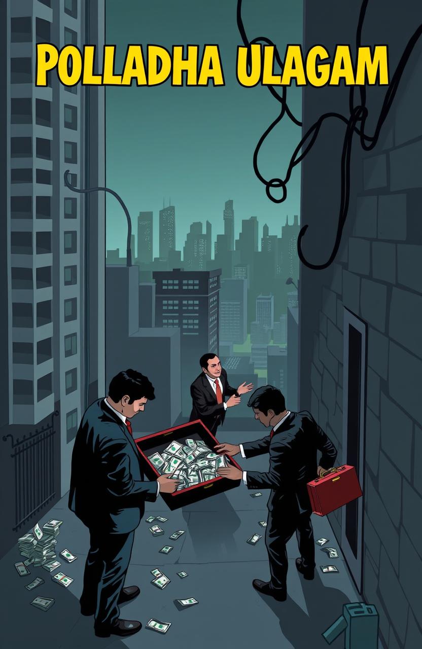 An illustrative scene depicting a tangled web of real estate scams and money laundering