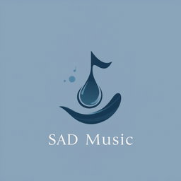 A logo design for a sad music theme, featuring somber colors like deep blues and muted greys