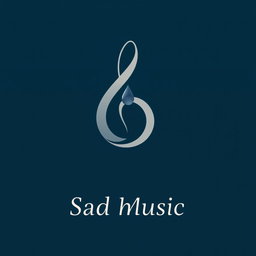 A logo design for a sad music theme, featuring somber colors like deep blues and muted greys
