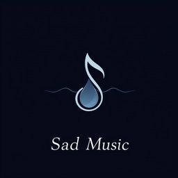 A logo design for a sad music theme, featuring somber colors like deep blues and muted greys
