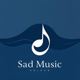 A logo design for a sad music theme, featuring somber colors like deep blues and muted greys