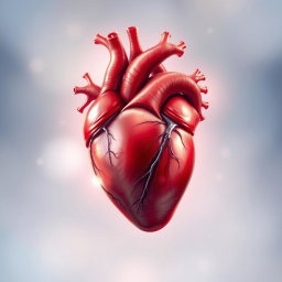 A beautifully detailed illustration of a human heart, showcasing its anatomical features such as arteries, veins, and chambers