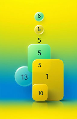 A visually striking geometric representation of the concept of growth and addition, featuring a series of overlapping circles and squares that gradually increase in size, each labeled with the numbers 1 through 10