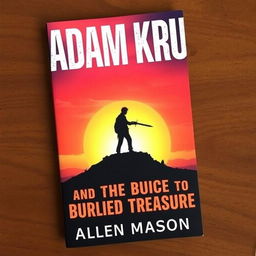 A striking book cover featuring the silhouette of a red-haired man holding a sword pointed to the ground, walking towards a hill at sunset