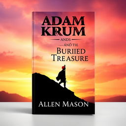 A captivating book cover design featuring the silhouette of a red-haired man towering over a hill, holding a sword that is pointed downwards