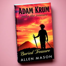 An eye-catching book cover featuring the silhouette of a guy with curly red hair, holding a sword pointed at the ground as he walks purposefully towards a hill at sunset