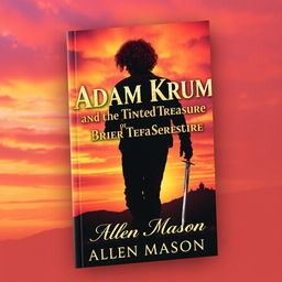 An eye-catching book cover featuring the silhouette of a guy with curly red hair, holding a sword pointed at the ground as he walks purposefully towards a hill at sunset