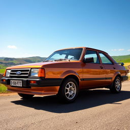 A classic 1988 Ford Escort GL, featuring a stunning combination of copper and black paint