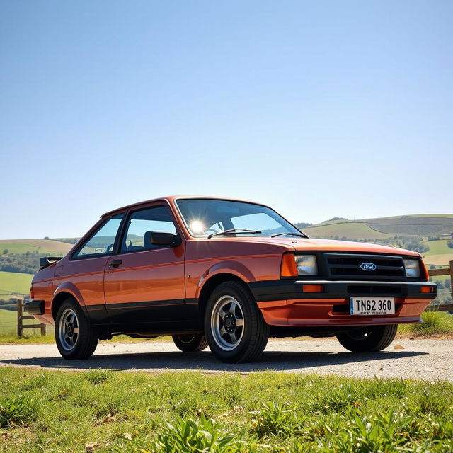 A classic 1988 Ford Escort GL, featuring a stunning combination of copper and black paint