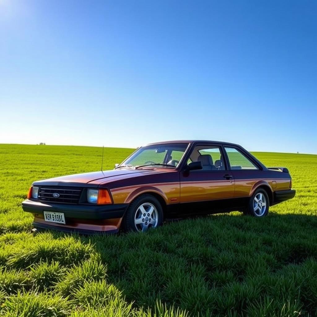 A vintage 1988 Ford Escort GL, featuring a stunning combination of bronze (cobre) and black colors