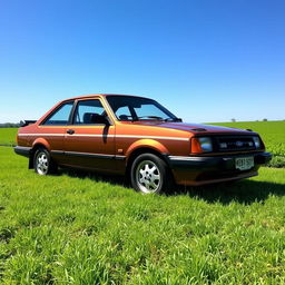 A vintage 1988 Ford Escort GL, featuring a stunning combination of bronze (cobre) and black colors
