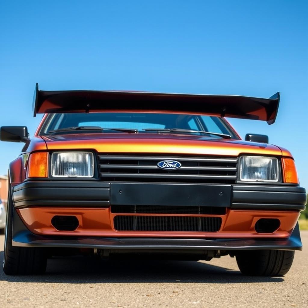A detailed image of a 1988 Ford Escort GL, showcasing its tuning features