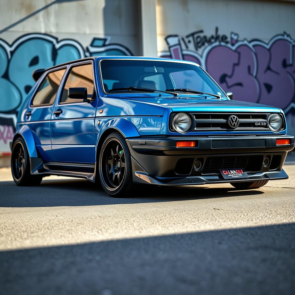 A modified VW Gol G2 car featuring a stunning metallic blue color