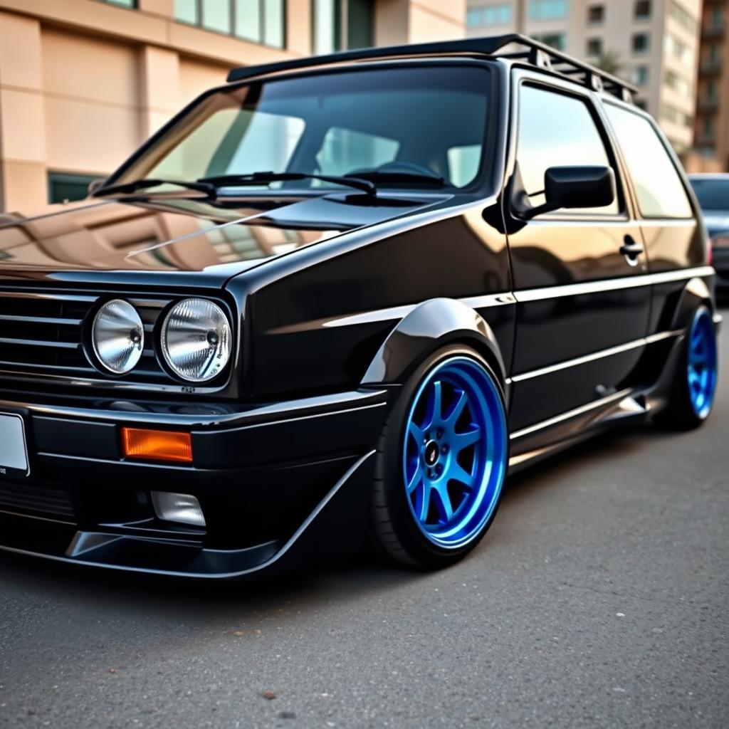 A 1997 VW Gol G2 customized with a tuning style, showcasing a sleek black exterior