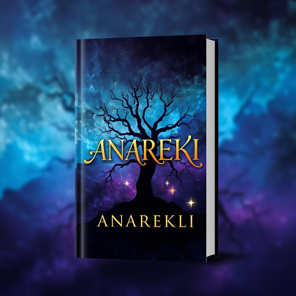 A striking book cover design titled "ANAREKLI" featuring an abstract representation of a mystical landscape