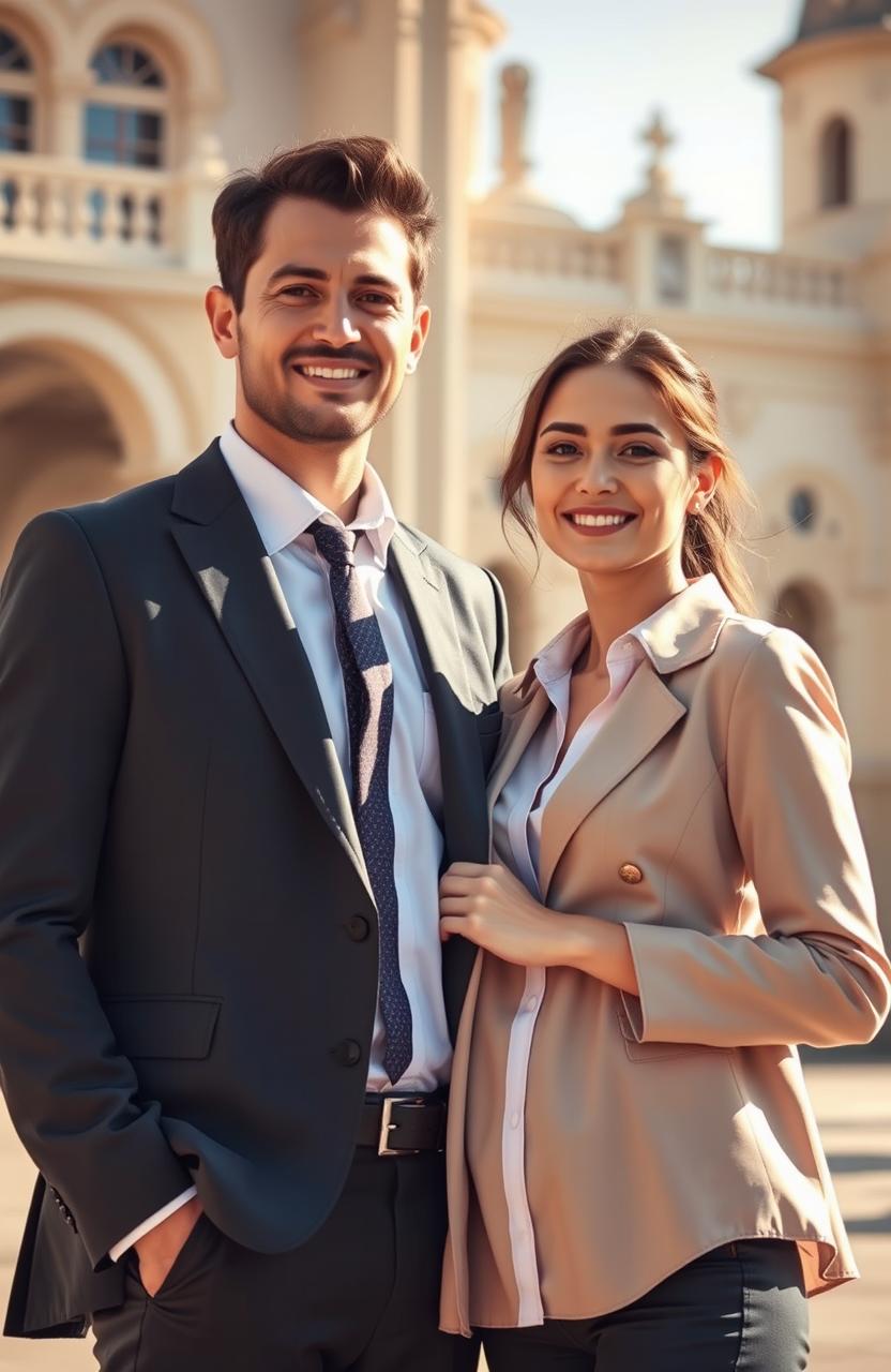 A romantic scene depicting a successful businessman and a kind-hearted female architect