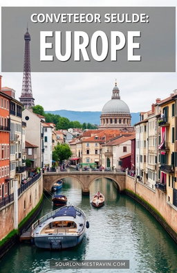 A comprehensive travel guide for beginners exploring Europe, featuring iconic landmarks such as the Eiffel Tower in Paris, the Colosseum in Rome, and the canals of Venice