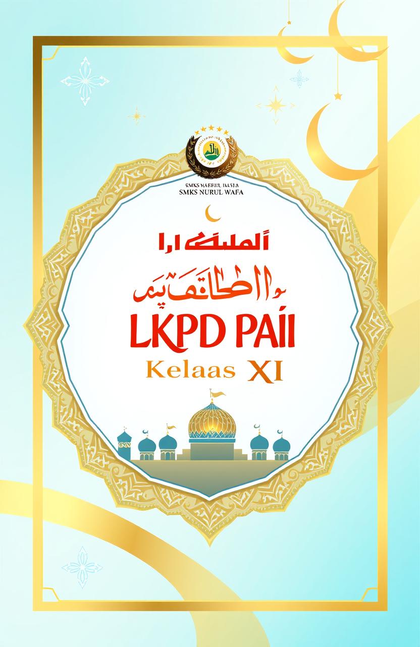 Cover design for LKPD (Lembar Kerja Peserta Didik) for PAI (Pendidikan Agama Islam) Class XI SMKS Nurul Wafa