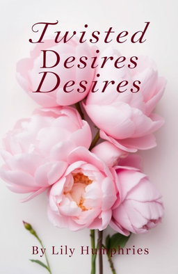 A book cover for 'Twisted Desires' featuring a beautiful, artistic arrangement of peony flowers, devoid of any human forms or faces