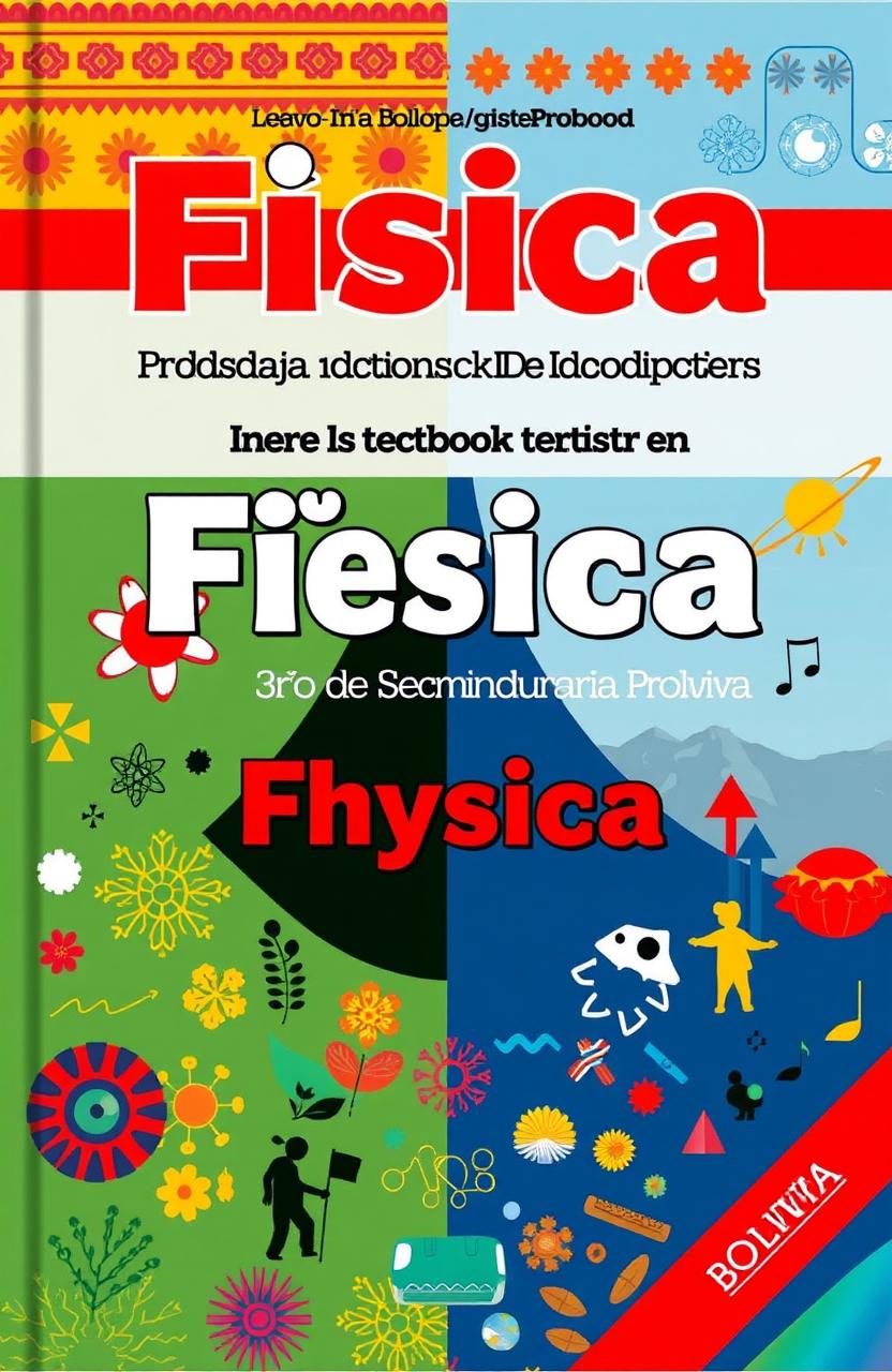A comprehensive textbook cover design for 'Física 3ro de Secundaria Comunitaria Productiva' from Pando, Bolivia