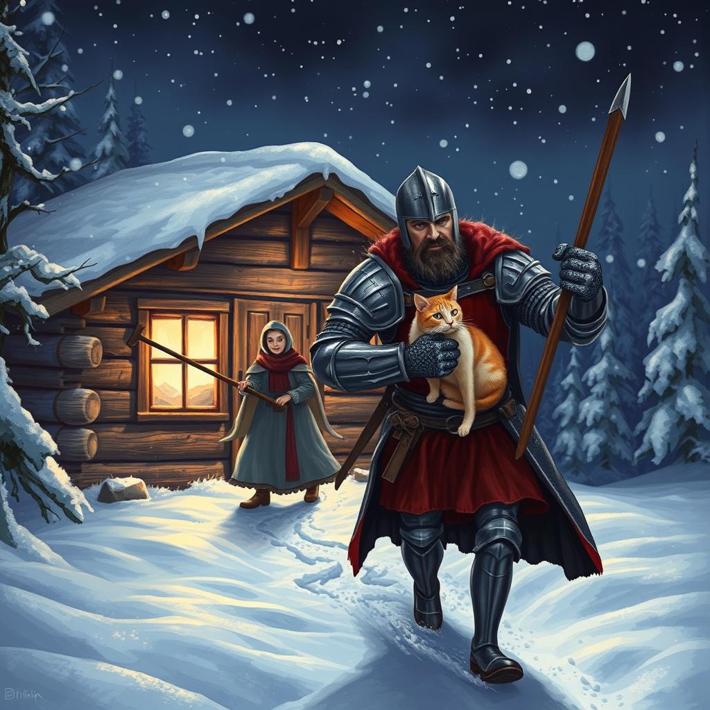 A Knight's Daring Escape on a Snowy Night