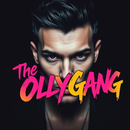 An edgy, close-up portrait of a male singer inspired by Olly Alexander, with sharp features and an intense expression, looking directly at the viewer