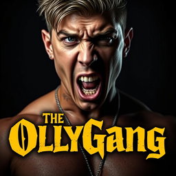 An intense portrait of a singer with distinctive facial features (Olly), exuding a fierce and rebellious vibe