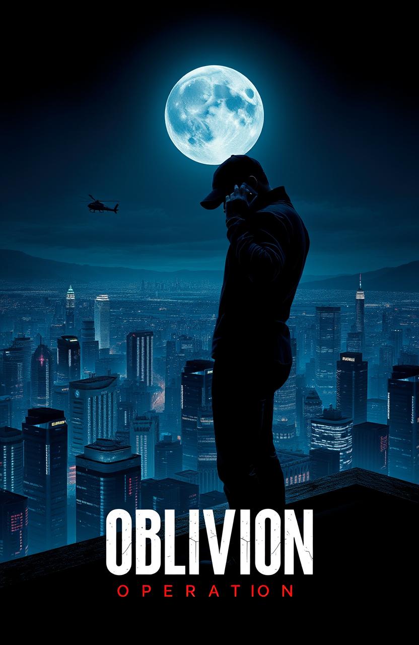 A dramatic and intense scene from a spy thriller titled "Oblivion Operation"