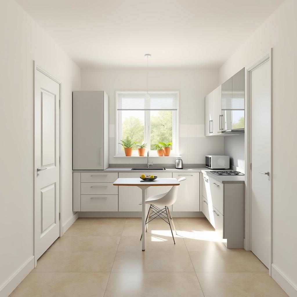 A detailed kitchen design that fits in a space measuring 1