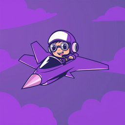 A young character resembling 'Pepe' as a pilot flying a fighter jet, designed in a vibrant vector style