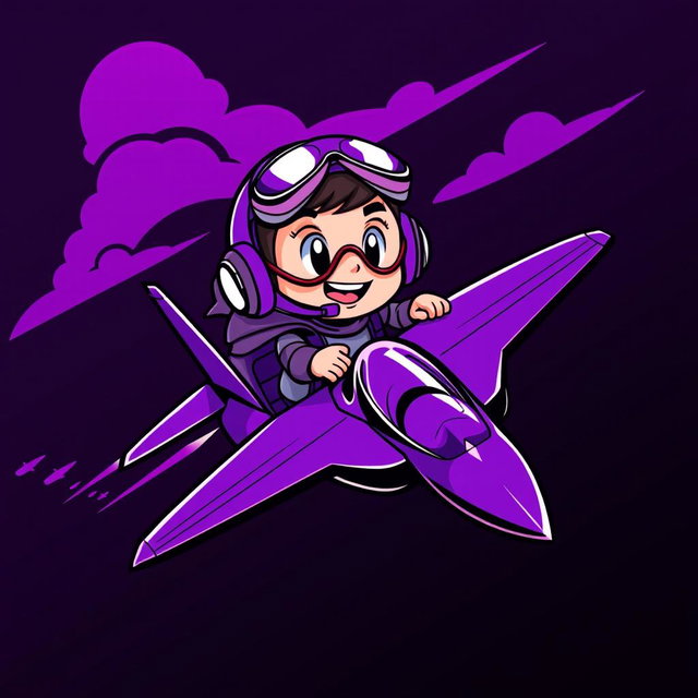 A young character resembling 'Pepe' as a pilot flying a fighter jet, designed in a vibrant vector style