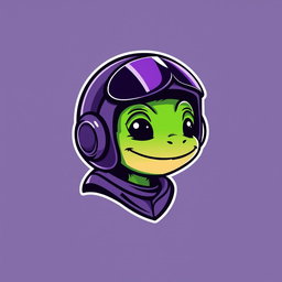 A logo design featuring a young character inspired by Pepe the Frog, wearing a fighter jet helmet