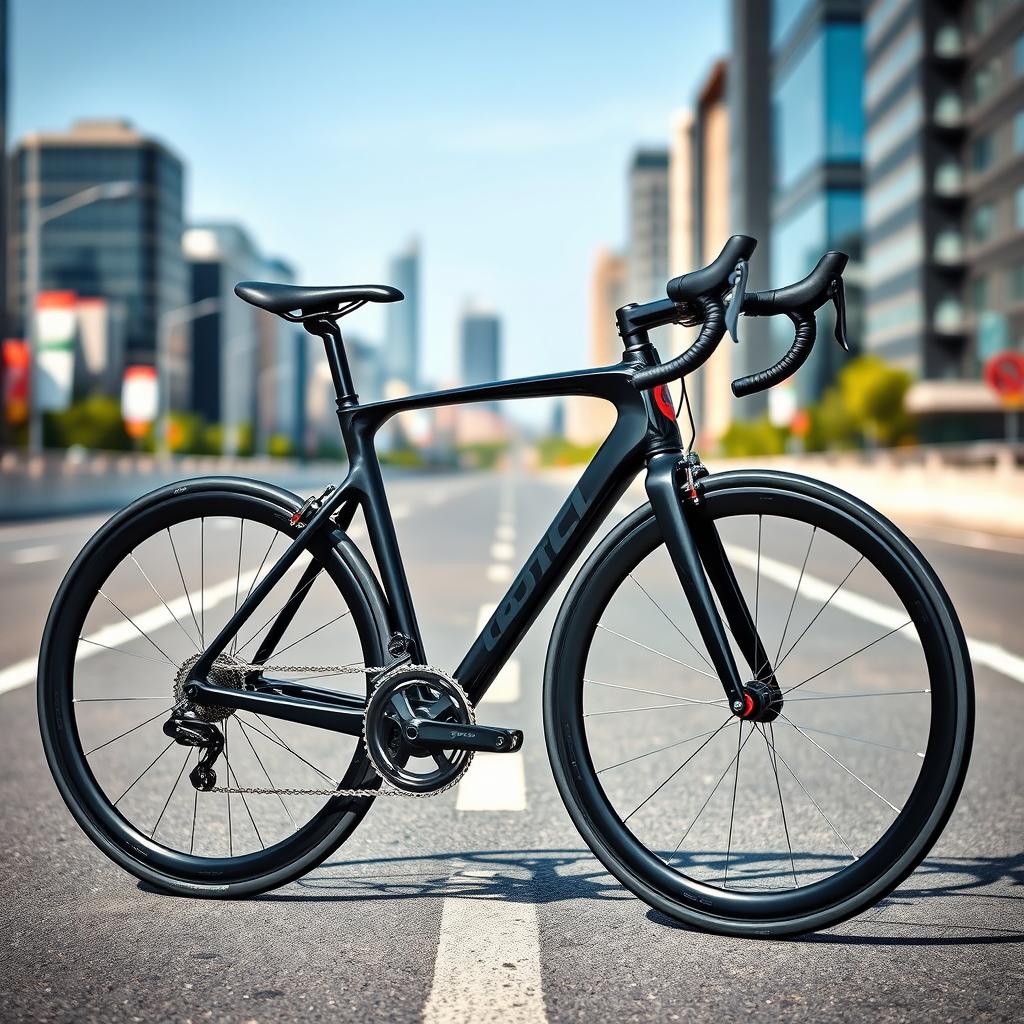 A sleek, modern racing bicycle with glossy black parts, replacing the original red accents