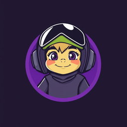 A logo design featuring a young character inspired by Pepe the Frog, wearing a fighter jet helmet