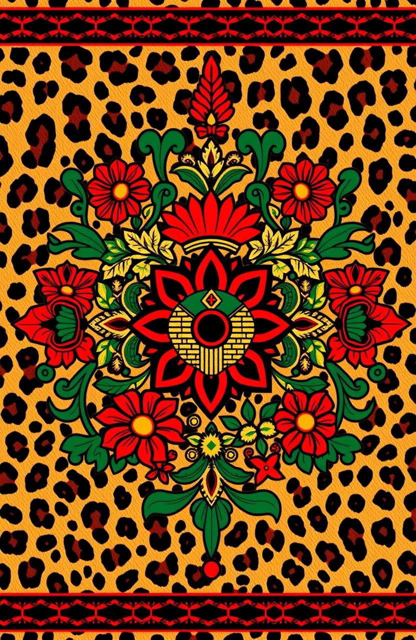 A vibrant display of Igbo traditional motifs, intricately woven throughout the design, showcasing rich patterns and symbols that represent cultural significance