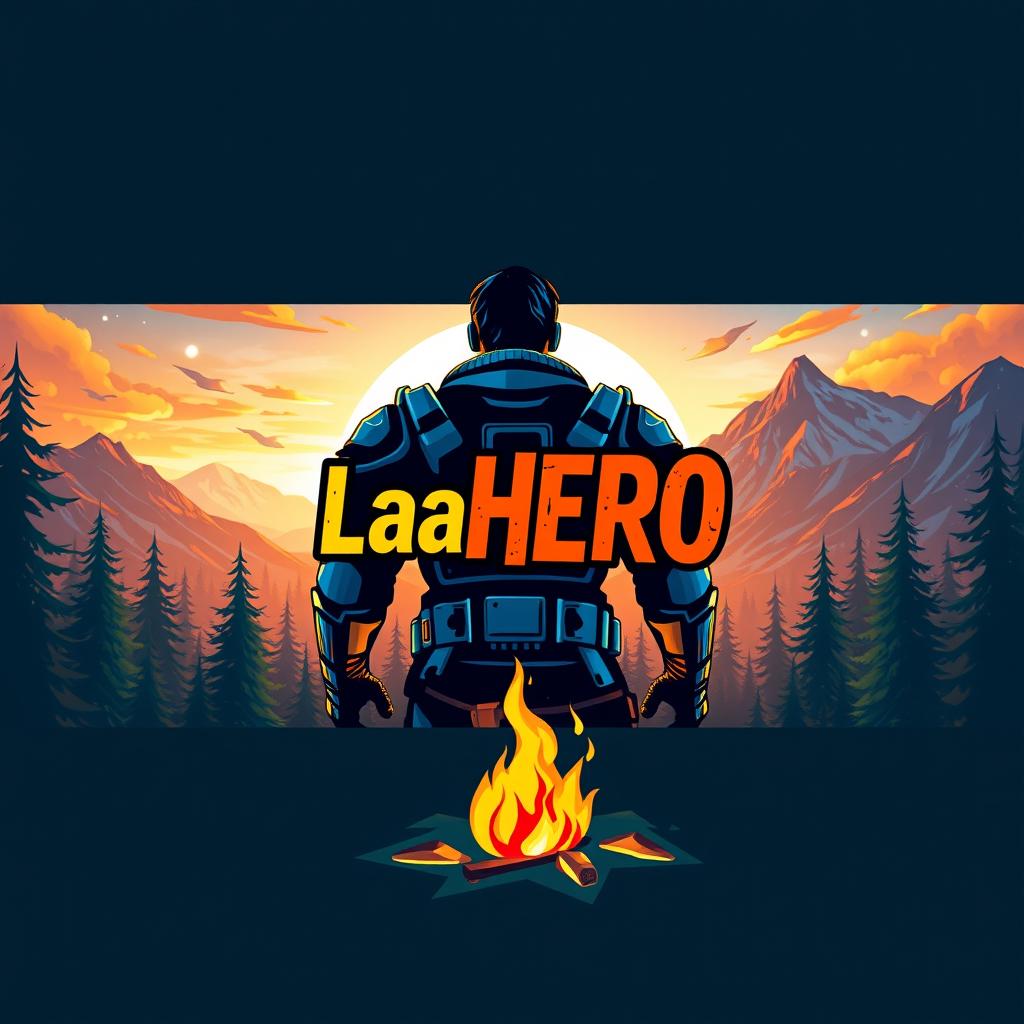 A vibrant and eye-catching YouTube cover image for the gaming channel LaaHERO