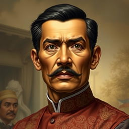 A realistic portrait of José Rizal, the Filipino nationalist and revolutionary leader