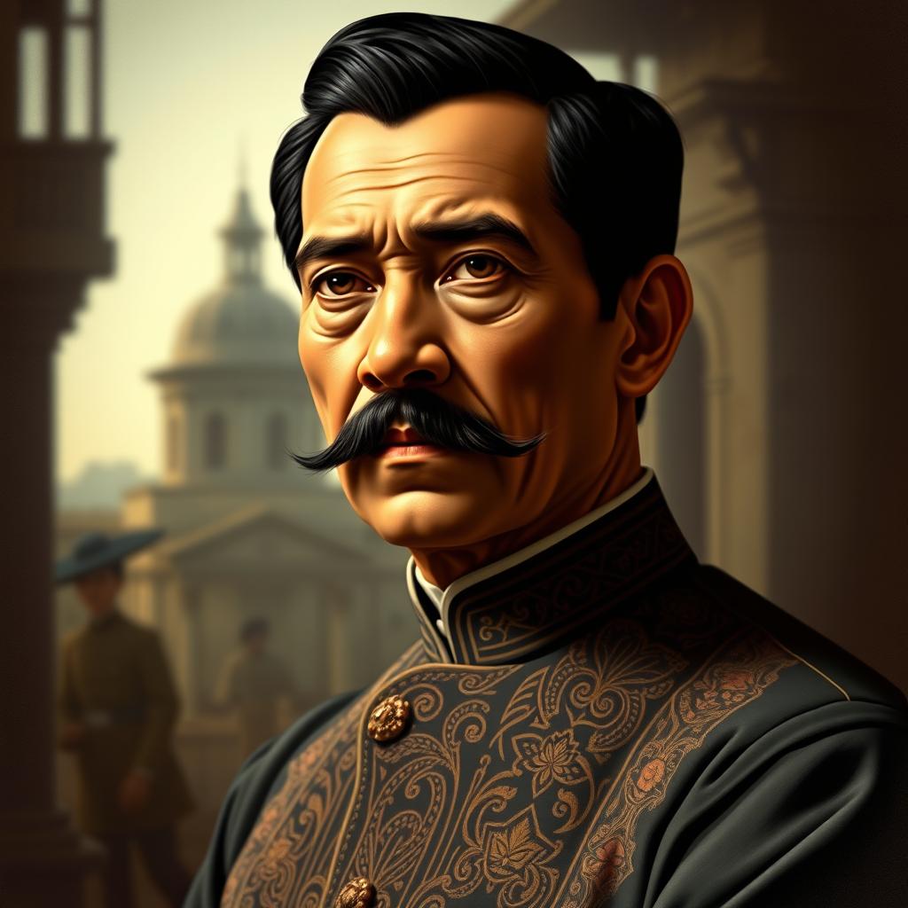 Realistic Portrait of José Rizal: A Filipino Nationalist Icon