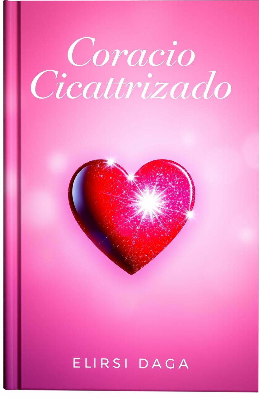 A heart at the center of a book cover, elegantly designed, with the title 'Coração Cicatrizado' beautifully written above it