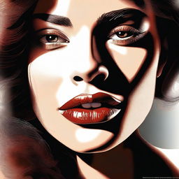 A digital art piece portraying a seductive woman biting her lip