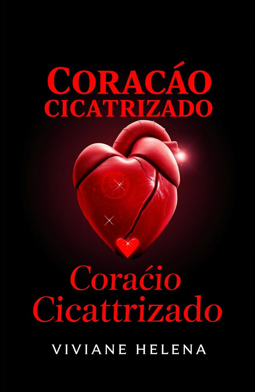 A realistic heart positioned at the center of a book cover, glowing with splendor